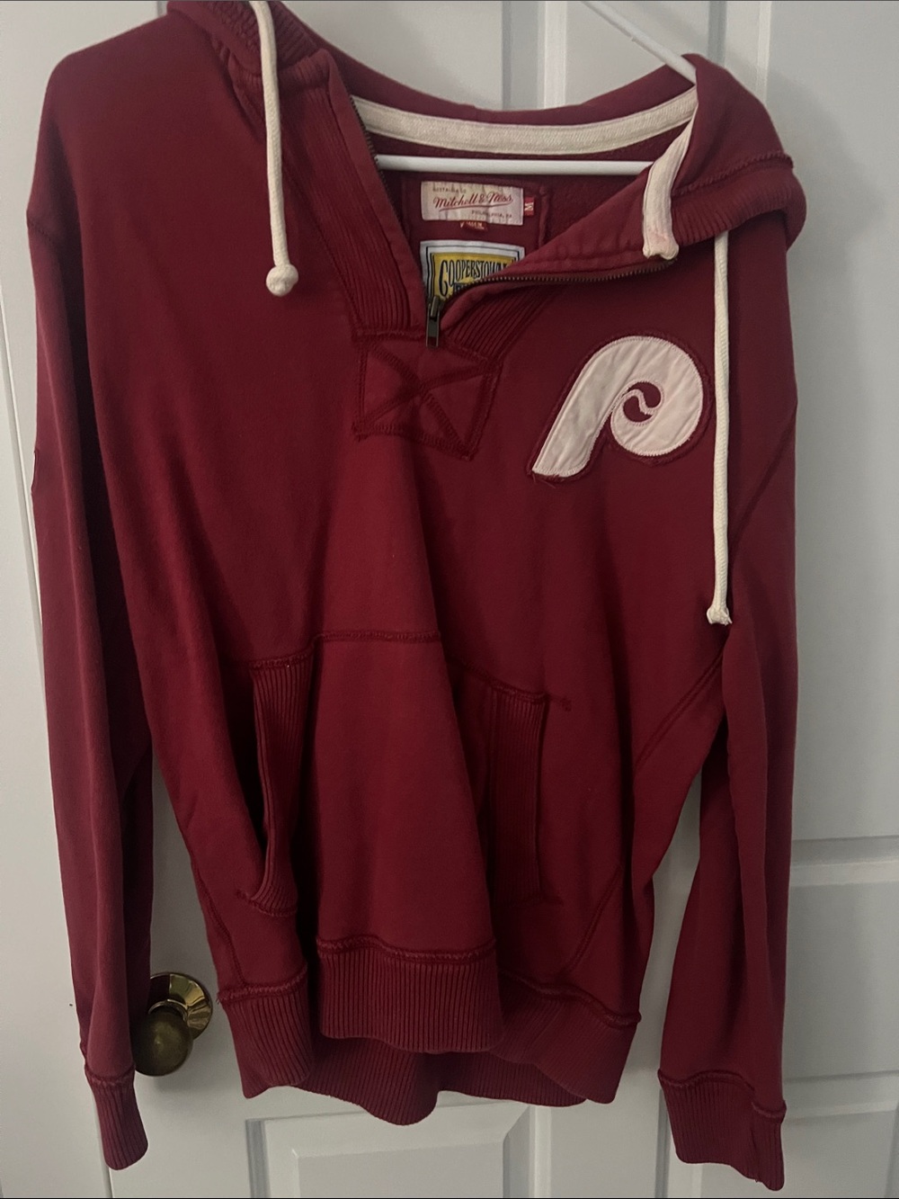 Mitchell & Ness Burgundy Philadelphia Phillies Pullover Hoodie with White Trim